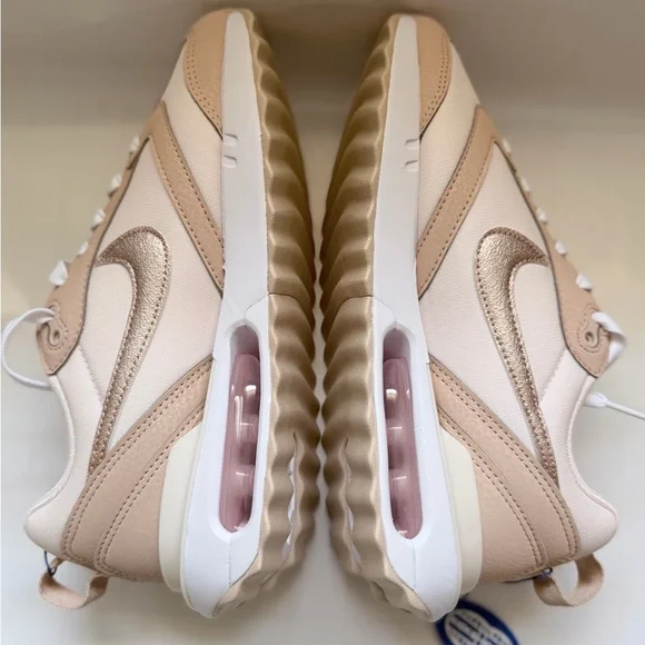 Nike Women's Beige and Pink Air-Cushioned Sneakers - Picture 4 of 6
